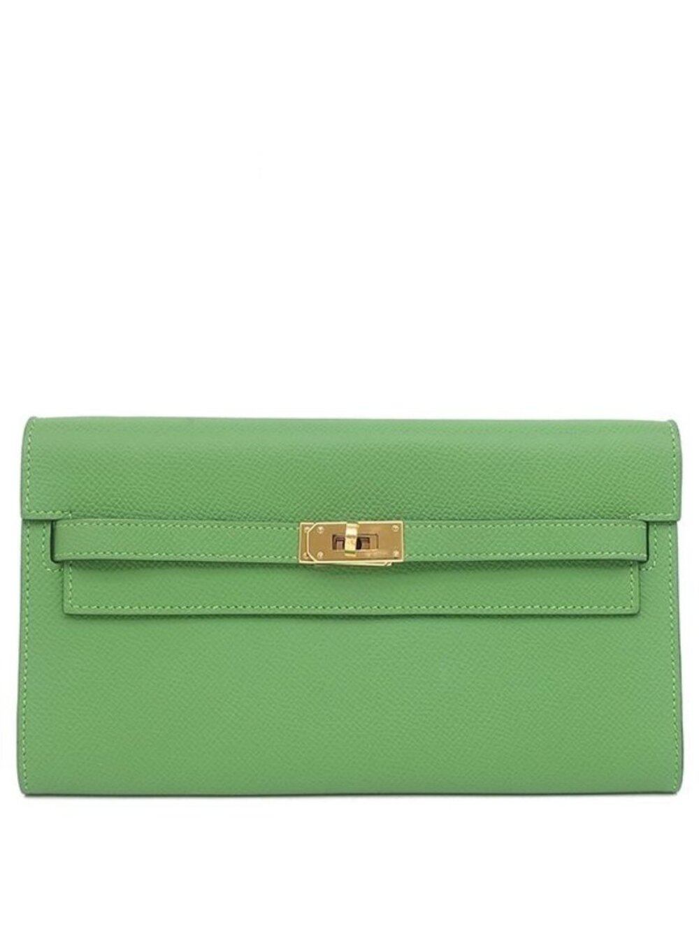 Hermes Wallet Kelly Long to Go Veau Epsom Vert Yucca Gold